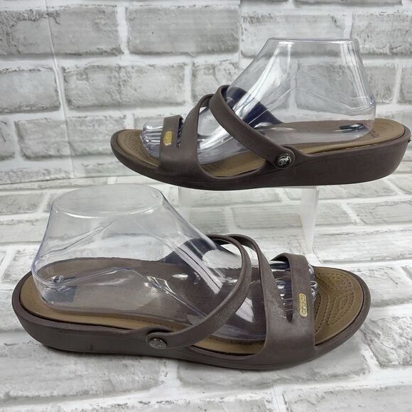 Crocs Patricia Women's Size 10 Brown Wedge Strap Comfort Sandals - Picture 1 of 10